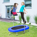 HONEY JOY Double Trampoline for 2 Kids, Children Foldable Jumping Fitness Trampoline w/Adjustable Handrail & Safety Pad