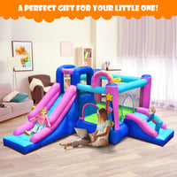 HONEY JOY Inflatable Bounce House, 5 in 1 Kids Jumper Bouncer w/2 Slides, Jumping Area