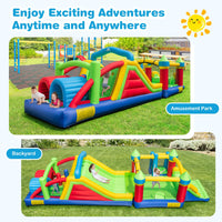 HONEY JOY Inflatable Obstacle Course Bounce House, Kids Sectional Blow up Castle with Dual Slides (Without Blower/With 680W Blower)