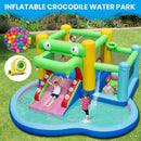 Inflatable Water Slide, 5-in-1 Crocodile Water Park with Slide, Splash Pool