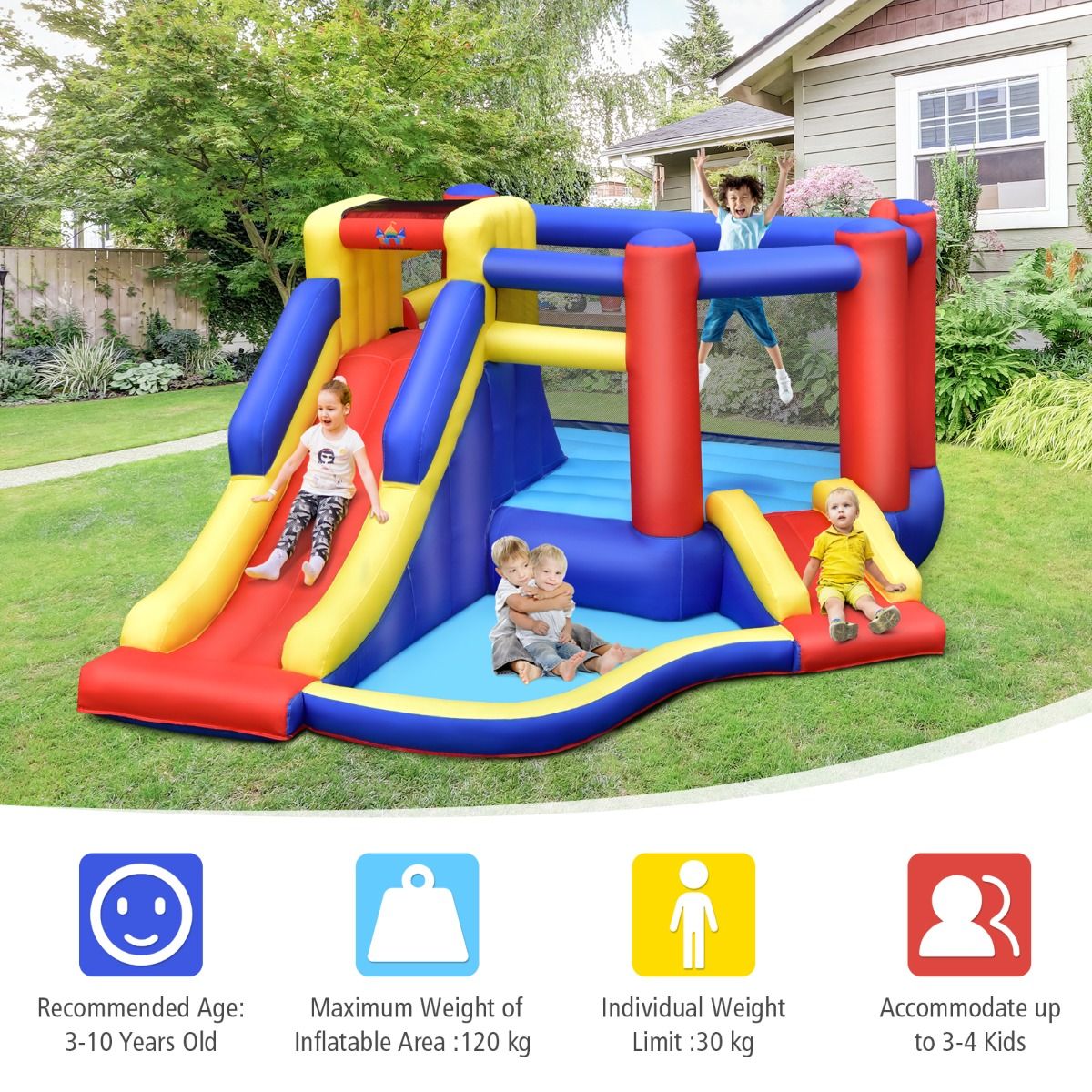 Inflatable Bouncy Castle with Long Slide (without Blower)