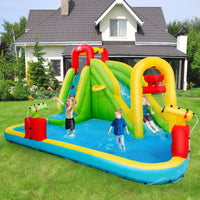 Inflatable Water Slide with Climbing Wall and Water Gun for Indoor/Outdoor Play without Blower