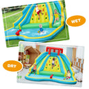 Inflatable Slide Bouncer with Two Slides & Splash Pool for Kids Without Blower