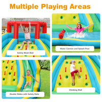 Inflatable Slide Bouncer with Two Slides & Splash Pool for Kids Without Blower