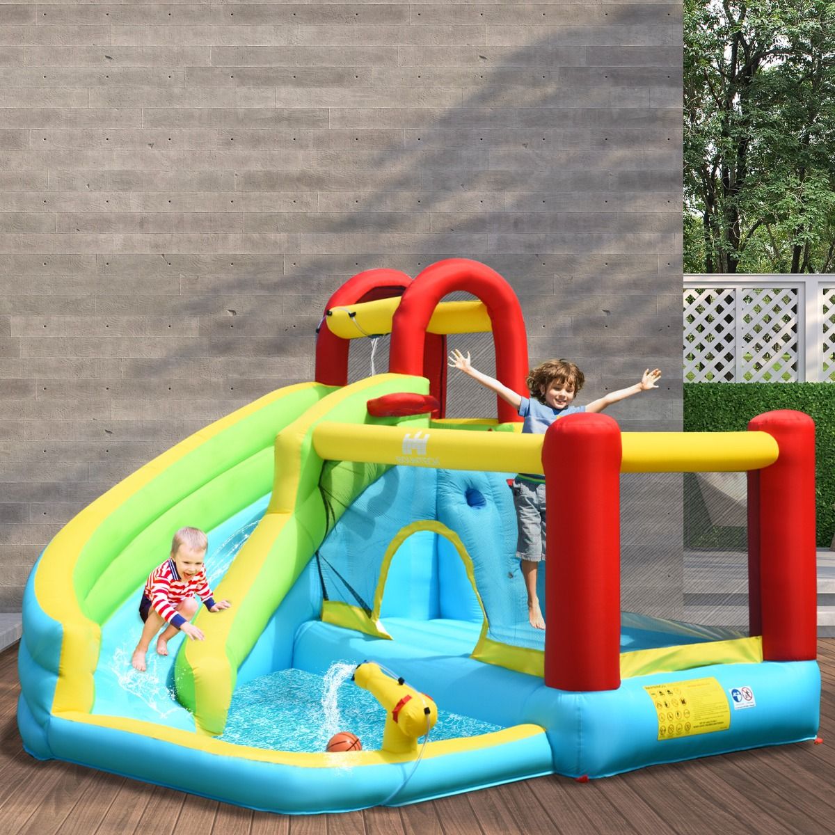 Inflatable Kids Water Slide Jumper Bounce House Splash Water Pool with Blower