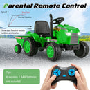 HONEY JOY 12V Kids Ride On Tractor with Trailer, 2-in-1 Electric Toy Car with Remote Control