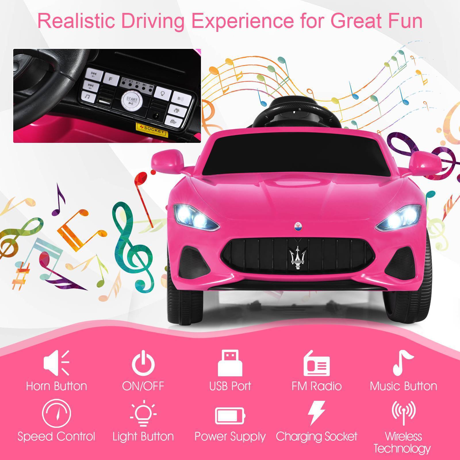 12V Maserati GranCabrio Licensed Kids Ride-On Car Electric toy w/ Remote Control