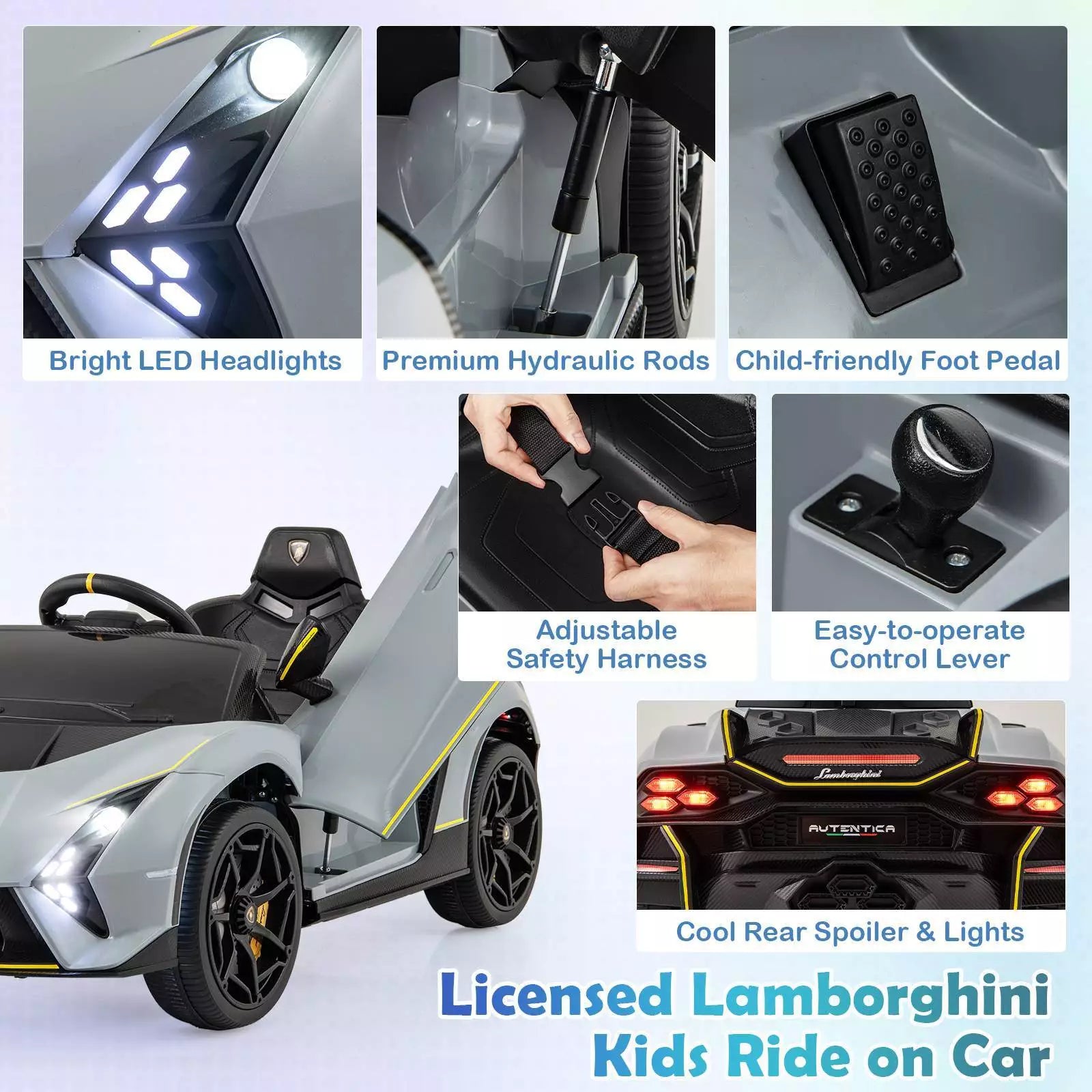 Licensed Lamborghini 12V Kids Ride on Car 4WD Battery Power Electric Sports Car