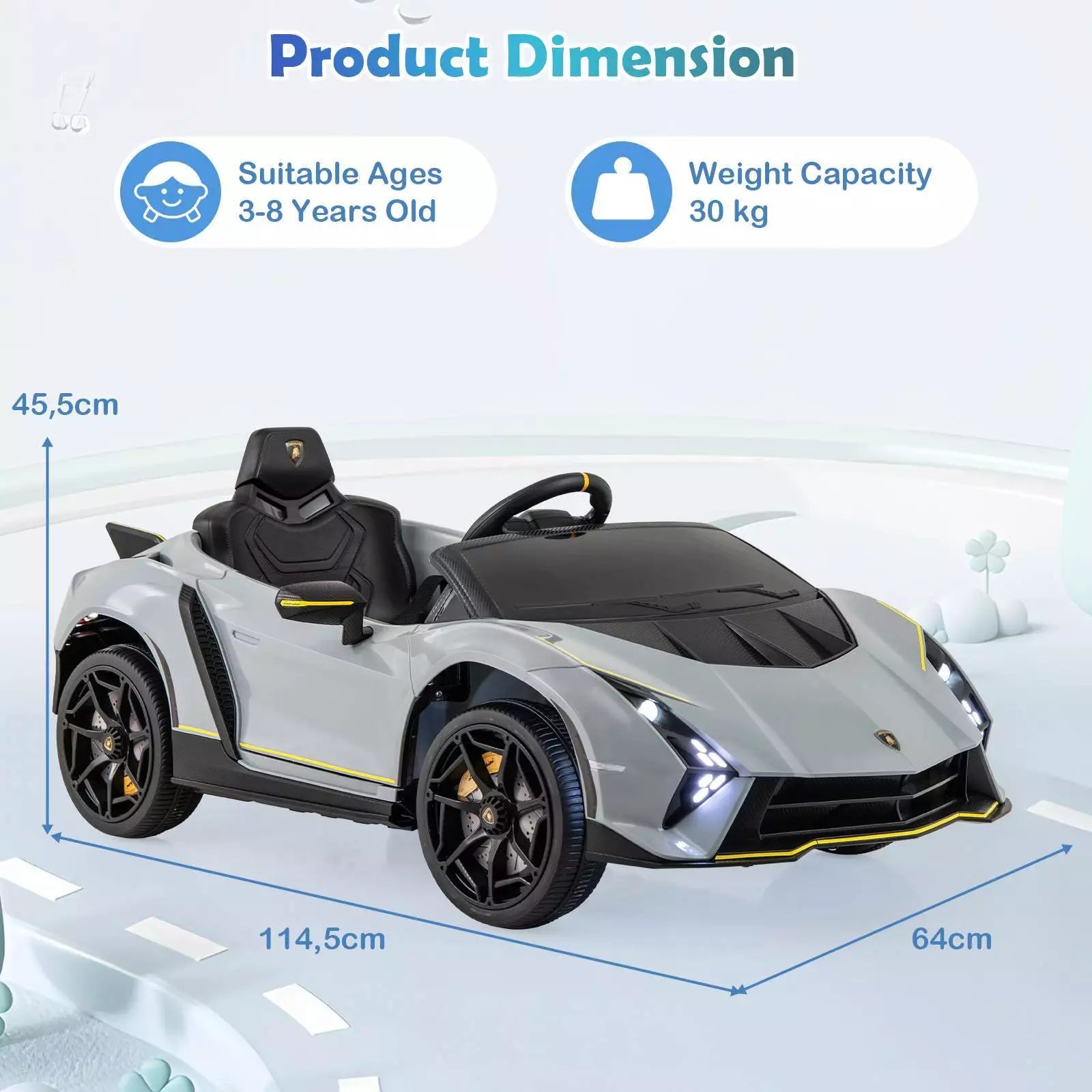 Licensed Lamborghini 12V Kids Ride on Car 4WD Battery Power Electric Sports Car