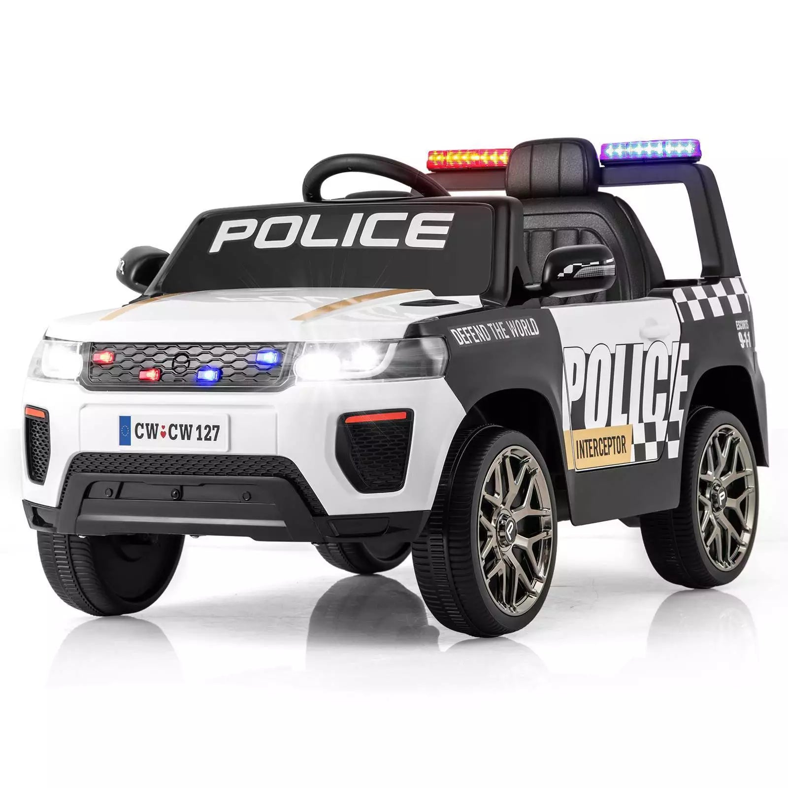 Kids Ride on Police Car 12V Electric Battery Powered Cop Car Flashing Lights