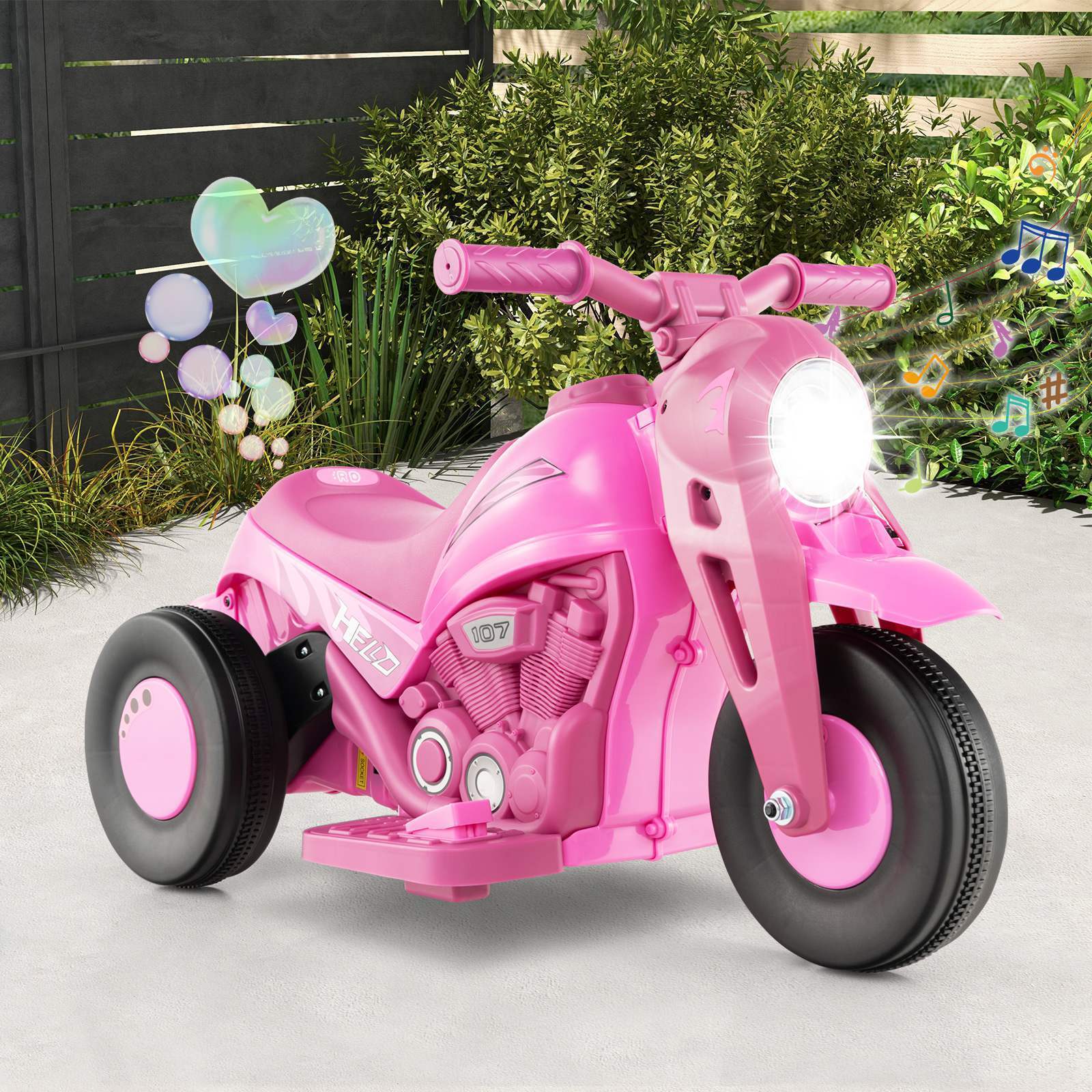 HONEY JOY Kids Motorcycle 6V Battery Powered Ride on Motorbike with Bubble Maker