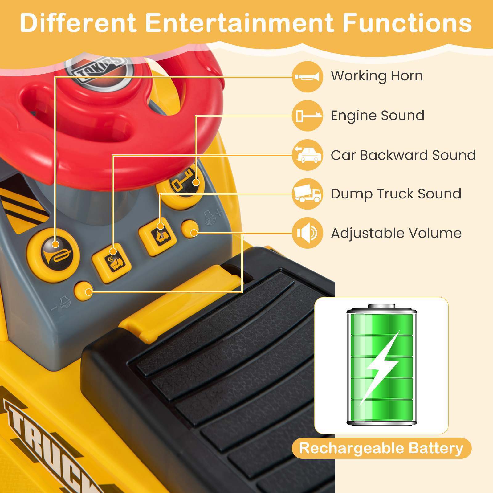 HONEY JOY 6V Kids Ride On Excavator Electric Vehicle Fun Digger Toy for Toddlers