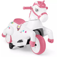 12V Unicorn Ride on Motorcycle Toy Kids Ride on Car Pony with Training Wheels