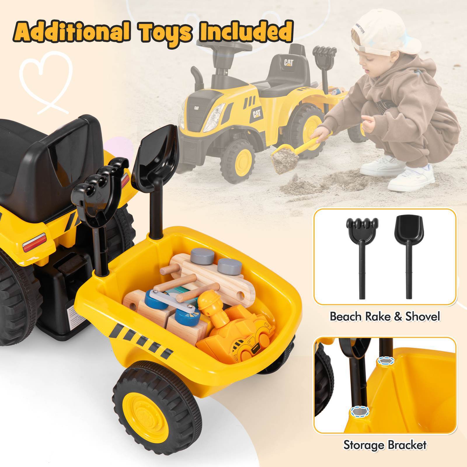 HONEY JOY Kids Ride on Tractor Licensed Caterpillar Foot to Floor Sliding Car