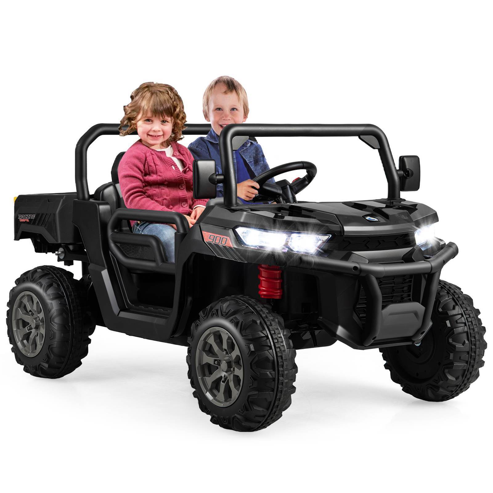 HONEY JOY 2-Seater Kids Ride On Dump Truck 12V Electric Tractor Remote Control