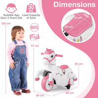 12V Unicorn Ride on Motorcycle Toy Kids Ride on Car Pony with Training Wheels