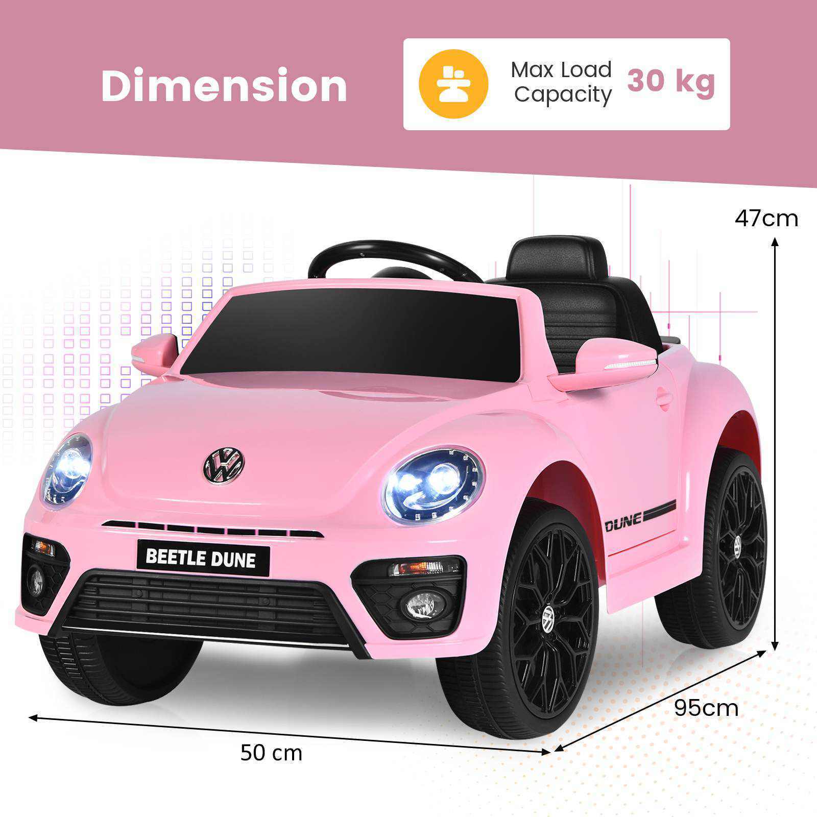 HONEY JOY 12V Volkswagen Beetle Kids Electric Ride On Car Ride-On Vehicle Toy