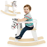 HONEY JOY Wooden Kids Rocking Horse Baby Ride On Toy Gift w/ Detachable Fences