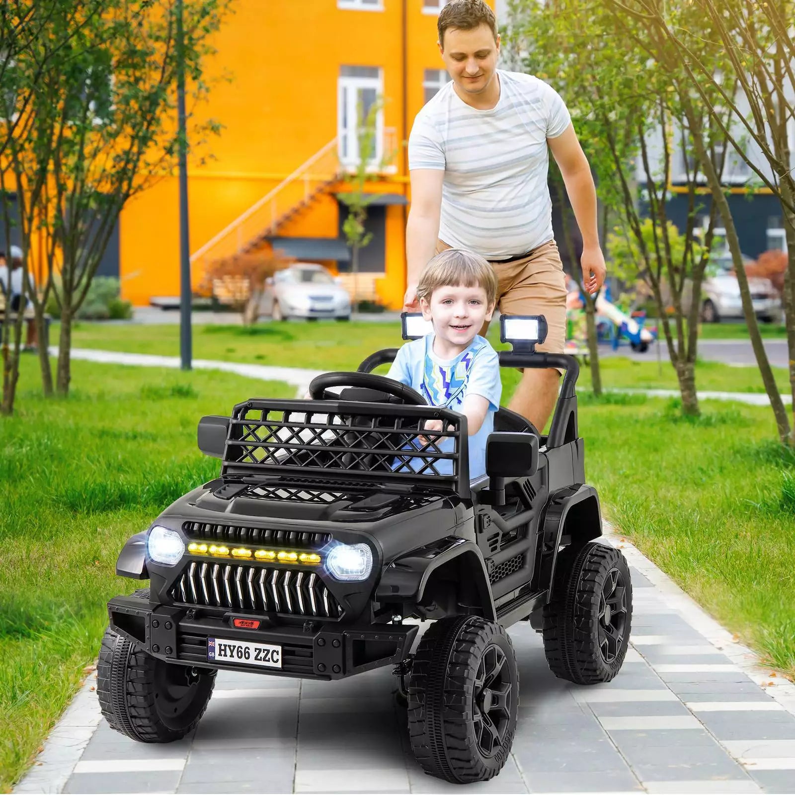 12V Kids Ride on Car Jeep, Dual Motor Toddler Electric Vehicle Truck