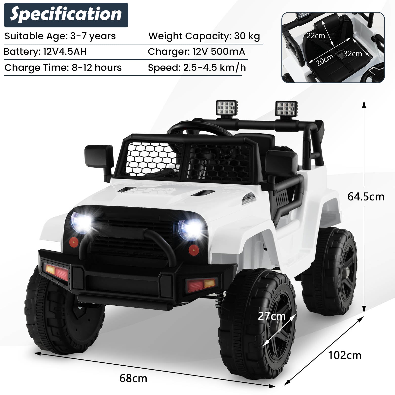 12V Kids Ride On Truck Car Electric Vehicle Remote w/ Music & Light