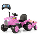 HONEY JOY 12V Kids Ride On Tractor with Trailer, 2-in-1 Electric Toy Car with Remote Control